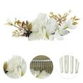 thumbnail image 3 of Unique Bargains 1 Pc Women's Lightweight Simulated Flowers Hair Clip Comb for Parties White Polyester Fabric Iron, 3 of 4