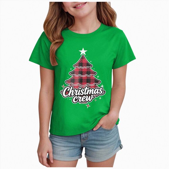 ORT Toddler Girls Boys Christmas Graphic T-Shirts Holiday Short Sleeve Tees Tops Xmas Short Sleeve Tops