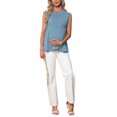 thumbnail image 2 of INSPIRE CHIC Womens Maternity Tank Tops Pleated Peplum Tunic Cap Sleeve Casual Shirt Dressy Sleeveless Pregnancy Blouses M Grey Blue, 2 of 6