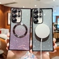thumbnail image 2 of for Samsung Galaxy S23 Ultra Magnetic Phone Case,Compatible with MagSafe Charging,Gradient Bling Glitter Case for Women Girls,Luxury Plating Clear Soft TPU Shockproof Phone Cover,Black, 2 of 13