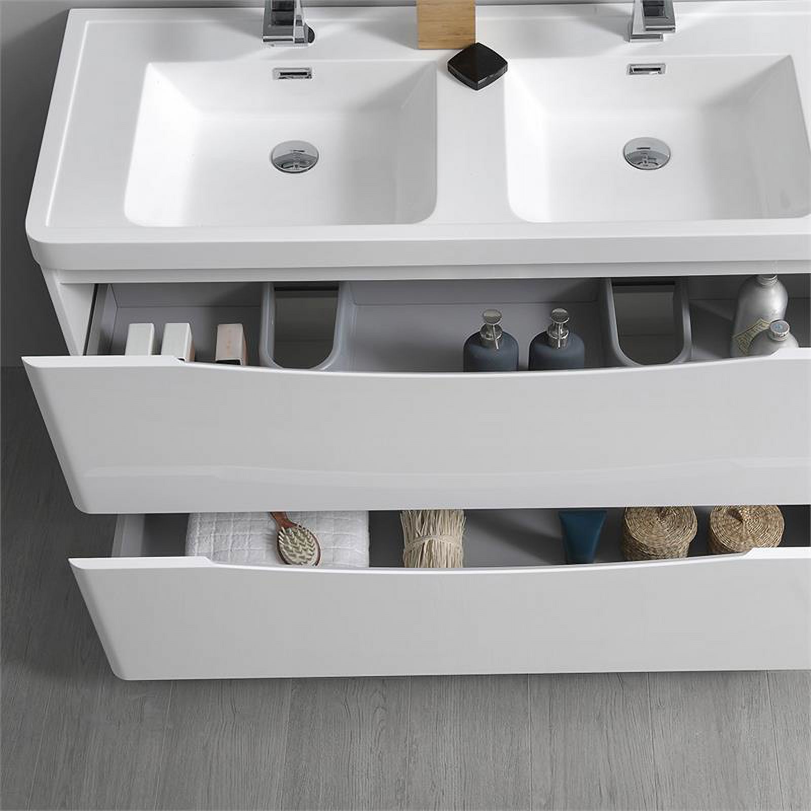 Fresca Tuscany 48" Wood Bathroom Vanity with Double Sinks in Glossy White - image 4 of 8
