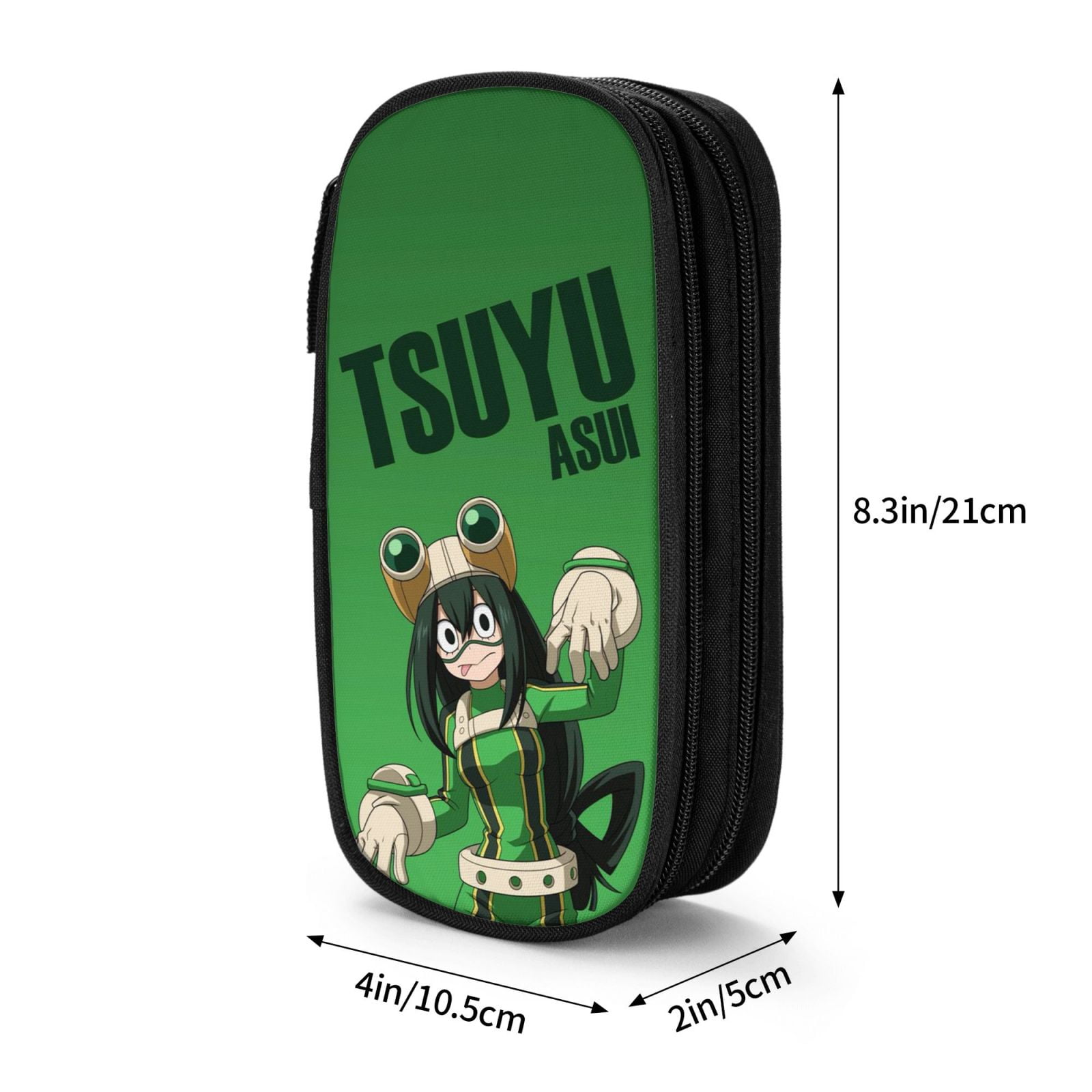 My Hero Academia Tsuyu Asui Pencil Case Large Capacity Pencil Pouch Pen Bag Office Stationery Organizer Travel Makeup Bag Black