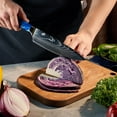 thumbnail image 3 of 8-piece Premium Japanese Kitchen Knife Set with Blue Resin Handle & Laser Damascus Pattern - Chef's Knife, Paring Knife, Bread Knife & More, 3 of 6