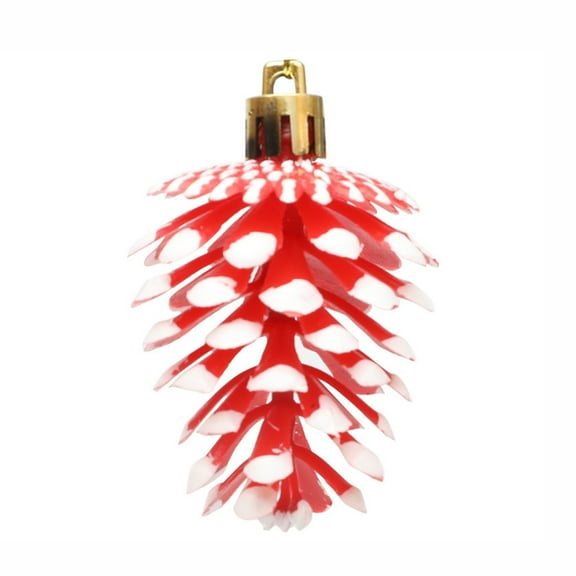 6Pcs Christmas Tree Pinecone Ornaments Plastic Painting Pinecone Christmas Decorations Christmas Tree Decoration Pendant(Red)
