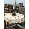 thumbnail image 2 of Outdoor Tablecloth with Umbrella Hole for Patio/Picnic/Party/Camping, Yellow Flowers Waterproof Table Cloth Round Cover Washable, Spring Floral Elegant Pastoral Watercolor (Dia 54"), 2 of 9
