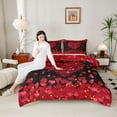thumbnail image 4 of jejeloiu Happy Valentine'S Day Bedding Comforter Set,Romantic Floral Loves Twin Comforter Sets,Red Black Bedding Set For Girls,Microfiber Bedroom Decor Reversible,2-Piece, 4 of 8