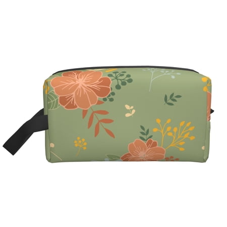 XMXT Large Capacity Makeup Bag  Vintage Red Flower Hand Painting Storage Bags Travel Toiletry Cosmetic Bag for Women Men