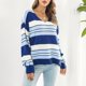 thumbnail image 2 of Gibobby Suéteres mujer, Suéter de punto acanalado para mujer, estilo informal, de otoño, de manga larga, con cuello en V, para otoño(Azul,G), 2 of 5
