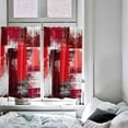 thumbnail image 4 of Oil Painting Red Kitchen Curtains 63 Inch Length, Farmhouse Curtains Drapes, Modern Geometric Black White Abstract Art Rod Pocket Window Curtains for Living Room/Bedroom, 52" x 63", 2 Panels, 4 of 5
