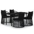 thumbnail image 2 of 5 Piece Patio Dining Set with Cushions Black, 2 of 8