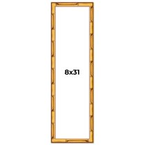 8x31 Frame Gold Bamboo Solid Wood Picture Frame | 1 Inch Moulding Width | Interior Frame Depth 0.75
