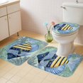 thumbnail image 4 of Coastal Fish Bathroom Rugs Set Summer Ocean Stripe Ombre Fish Coral Marine Life Non Slip Absorbent Soft Bath Mats 3 Piece Set with Bathroom Rug, U-Shaped Floor Mat, Toilet Seat Cover Large Size, 4 of 9