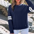 thumbnail image 3 of Yokua Womens Varsity Striped Oversized Sweatshirt Crewneck Long Sleeve Casual Fashion Pullover Top Fall Outfits, 3 of 6