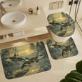 thumbnail image 6 of 4Pcs Moon Orcas Shower Curtain Set with Toilet Lid Cover U-Shaped Mat and Non-Slip Rugs, Retro Night Star Forest Whale Shower Curtain Bathroom Decor Set, 72" x 72", 6 of 8