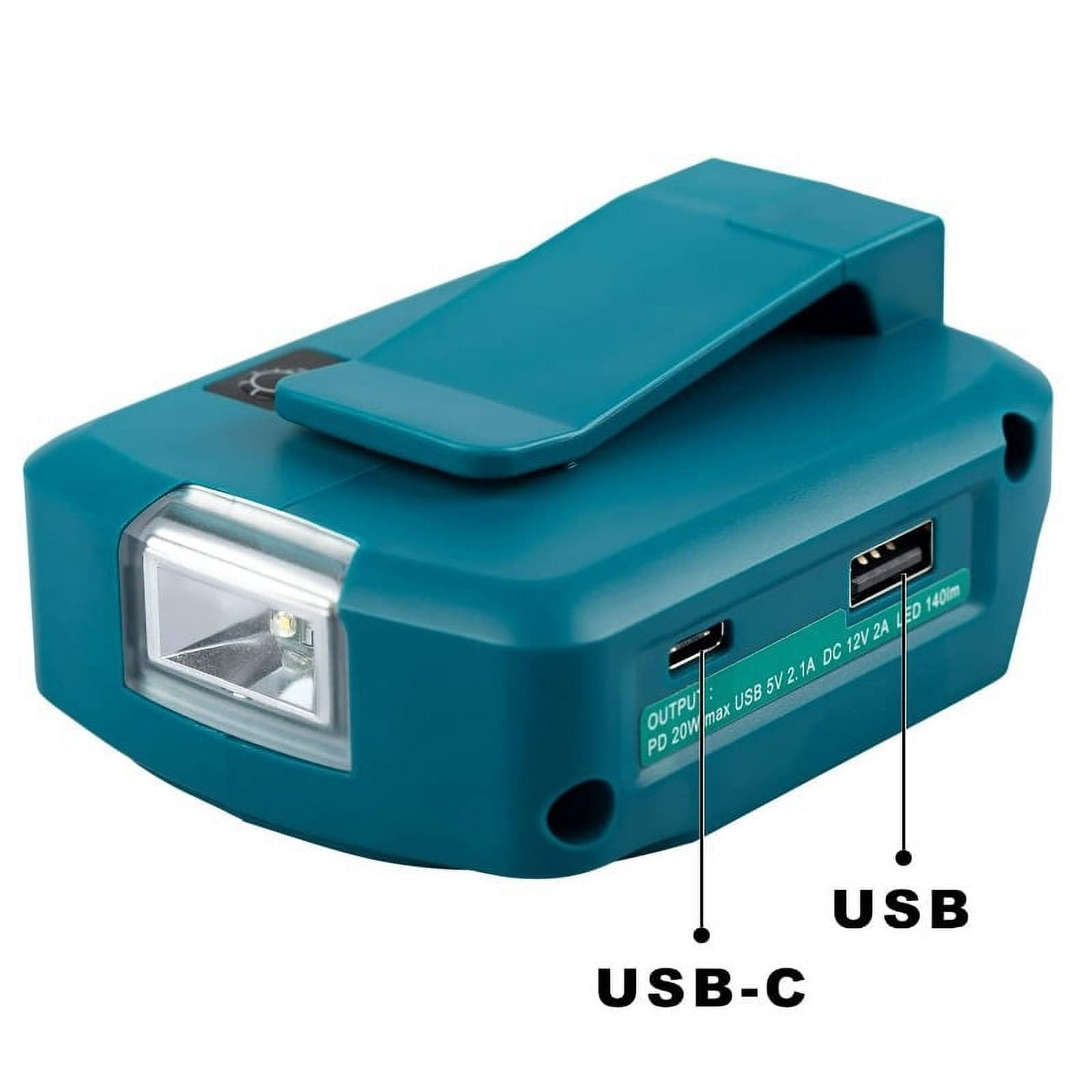 Battery Adapter with LED Light Dual USB Type-C Port For Makita/Dewalt/Bosch/Milwaukee/Black Decker 18V 20V Li-ion Battery