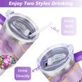 thumbnail image 5 of Purple Butterfly 40 Oz Tumbler with Handle Lid and Straw, Stainless Steel Double Walled Vacuum Insulated Cup, Cute Anniversary Wedding Birthday Gifts Tumbler for Women Men Friends Outdoor Indoor, 5 of 7