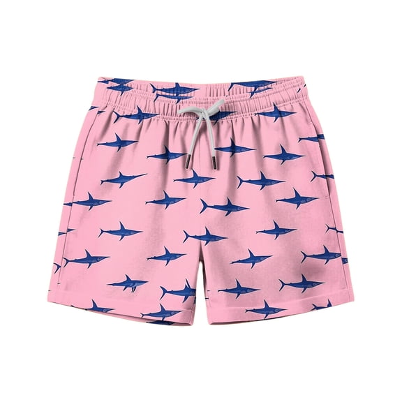 Favoffer Kids Swim Trunks Graphic Print Drawstring Elastic Waist Casual Beach Bottoms With Pockets Breathable Short Pants for Summer Outdoor Activity