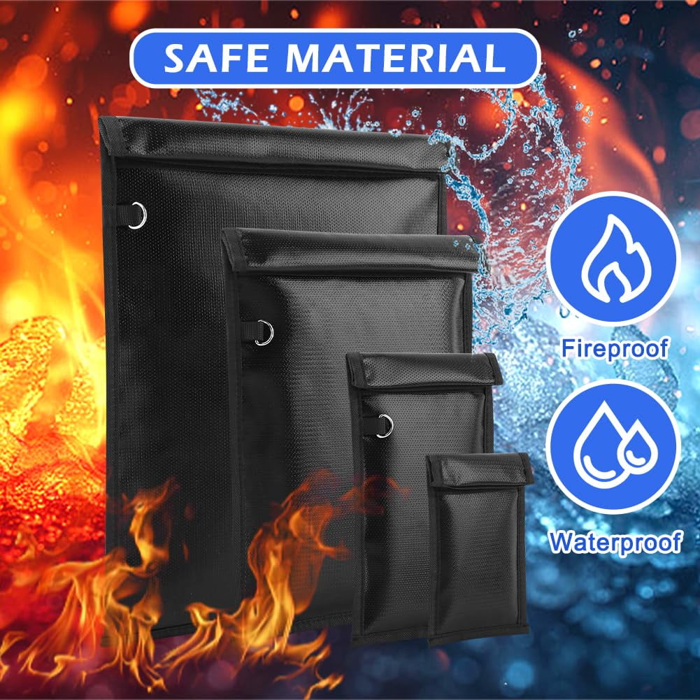 4 Pack Faraday Bags for Laptop Phone Car Key Tablet, 4 Sizes EMP Proof Faraday Bags Waterproof Faraday Cage Device Signal Proof Faraday Blocker Pouch for Anti Theft Anti Tracking (Black)