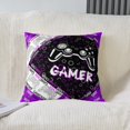 thumbnail image 2 of Video Games Gamer Throw Pillow Covers 16"x16" Set of 2 Soft Purple and Black Gaming Cushion Covers Pillow Cases For Couch Sofa Bedroom Car Reversible Video Game Gaming Decorative Throw Pillowcases, 2 of 6