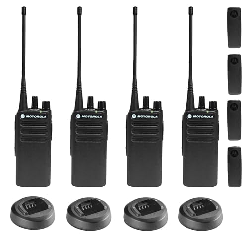 4 x Motorola CP100D Analog UHF Portable Non-Display Two Way Radio, 16 Channel, 4 Watt (403-480MHz) - 4 Pack Bundle