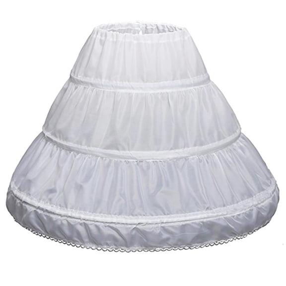LICEWO White Children Petticoat A-Line 3 Hoops One Layer Kids Crinoline Lace Trim Flowe