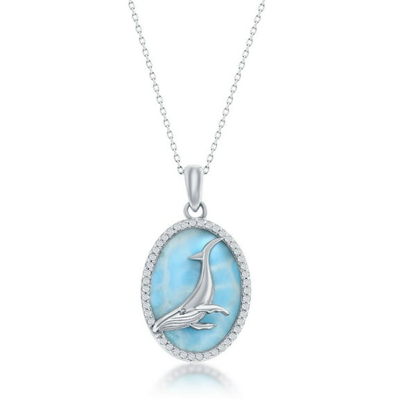 Whale Necklace for Women - Natural Larimar Earrings for Women - Whale Jewelry for Women - Ocean Jewelry for Women - Whale Necklace Silver & Larimar - Ocean Gifts for Women - Blue Larimar Stone