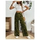 thumbnail image 4 of Pantalones SweetyRocks con estampado de leopardo, cintura alta, pierna ancha, verde, 4 of 6