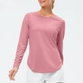 thumbnail image 2 of Durtebeua Women's Thermal Fleece Neck Sweatshirts, Athletic Long Sleeve Pullover Tops Sweat Shirts Pink,L, 2 of 7