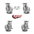 thumbnail image 2 of 6 Inch V Groove Semi Steel Caster Set with Roller Bearings 2 Swivel Lock 2 Brake, 2 of 2