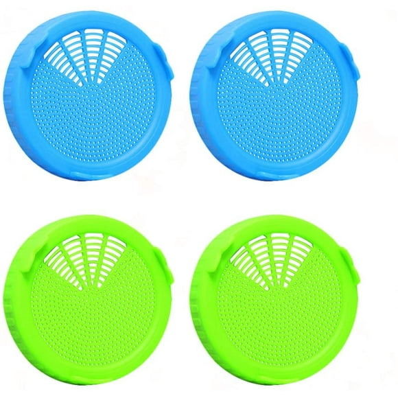 4PCS Plastic Sprouting Lids for Wide Mouth Mason Jars, Sprouting Jar Strainer Lid for Canning Jars, Suit for Grow Bean Sprouts, Alfalfa, Salad Sprouts etc