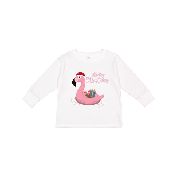 Inktastic Flamingo Merry Christmas Boys or Girls Long Sleeve Toddler T-Shirt