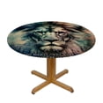 thumbnail image 3 of WYYP Lion Strength Courage Round Table Cloth 100% Polyester Waterproof Resistant Fabric White, 3 of 8