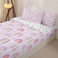 thumbnail image 2 of Manfei Sky Rainbow Zipper Full Size Comforter Sets with Fitted Sheet and 2 Pillowcases, Cartoon Star Cloud Zipper Bedding Set, Lavender, Stars Reversible, 4-Piece, 2 of 7