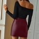 thumbnail image 4 of Gibobby faldas aesthetic alta de sintética para mujer, pantalones cortos ajustados con abertura de Pu, faldas con abertura(Vino, XL), 4 of 5