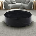 thumbnail image 3 of 35.43'' Round Coffee Table, Sturdy Fiberglass Table, Modern Accent Coffee Table for Living Room Office, No Need Assembly, Black, 3 of 6