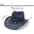 thumbnail image 3 of VLOOCKLW Cowboy Hat Men Women Western Style Wide Brim Hollowed Breathable Sun Hat Solid Color Casual Outdoor Vacation Beach Cap, 3 of 3