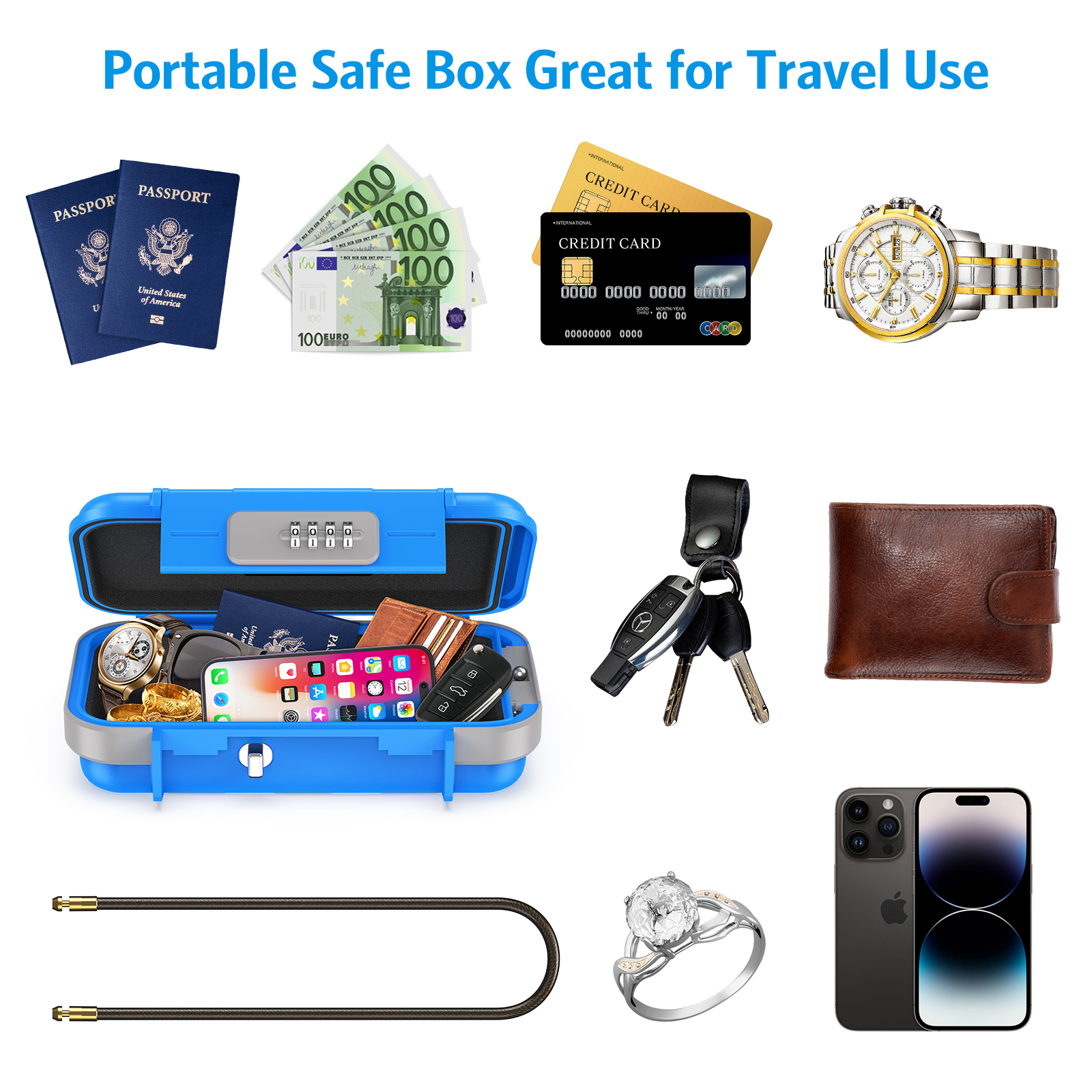 AMIR Portable Combination Safe Box Blue photo 7