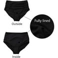 thumbnail image 3 of Charmo Womens High Waisted Bikini Bottom Ruched Side Swimsuits Bottoms Solid Tankini Briefs, 3 of 7