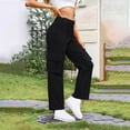 thumbnail image 2 of Kmdttou Cargo Pants for Women Casual Loose Wide Leg High Waist Pocket Work Pants Straight Leg Pants, 2 of 5