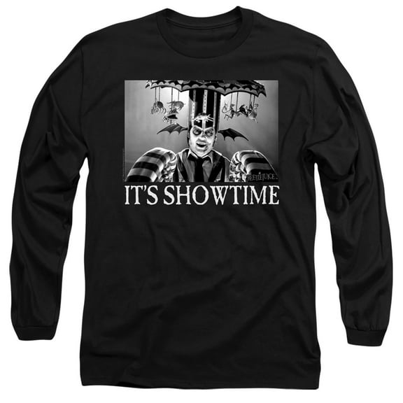 Beetlejuice Showtime Unisex Adult Long-Sleeve T Shirt,Black, Small
