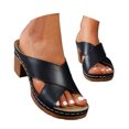 thumbnail image 3 of MKLEKYY Sandalias para Playa Mujer Verano Mujer Sólido En Casual Punta Abierta Tacones Cuadrados Cómodos Zapatos de Playa Sandalias Zapatillas, 3 of 5