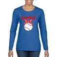 thumbnail image 1 of Wild Bobby, Cute Baseball Mom Ribbon Gift, Mother's Day, Women Graphic Long Sleeve T-Shirt, Royal, X-Large, 1 of 3