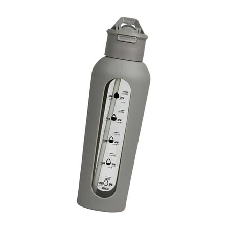 

Tongina Glass Water Bottle with Time Marker Drink Bottle for Outdoor Cycling Workout Gray