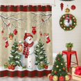 thumbnail image 5 of Shower Curtains Sets for Bathroom Decor Vintage Snowman on Linen Waterproof Bathroom Curtain with Hooks, Red Black Striped for Bathroom Decor,72x72IN, 5 of 9