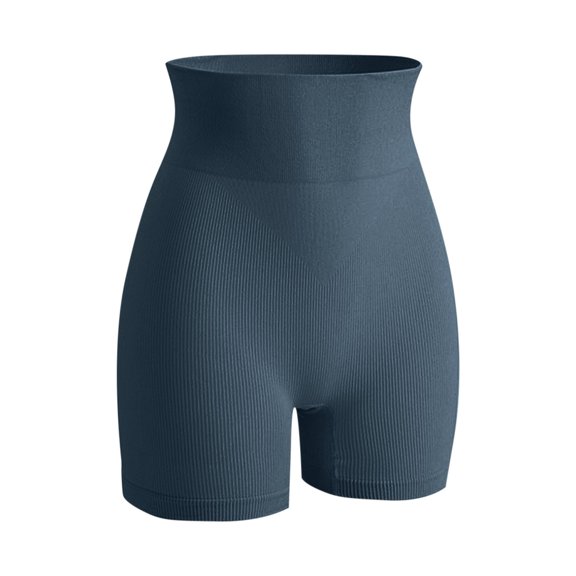 Costeam Womens Seamless Ribbed High Waist Biker Shorts No Pockets 4 Way Stretch Tummy Control Non See Through Mid Thigh Athletic Workout Casual Short Pants