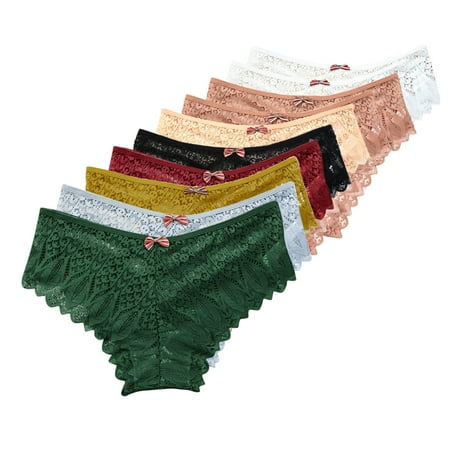 

KaLI_store Panties for Women Pack Women s Low Waist See Through Panties Cotton Seamless Lace Thongs for Women White 3XL