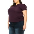thumbnail image 3 of Women's Plus Size Short Sleeve Top with Puff Sleeves Lace Accent Round Neck, 3 of 5