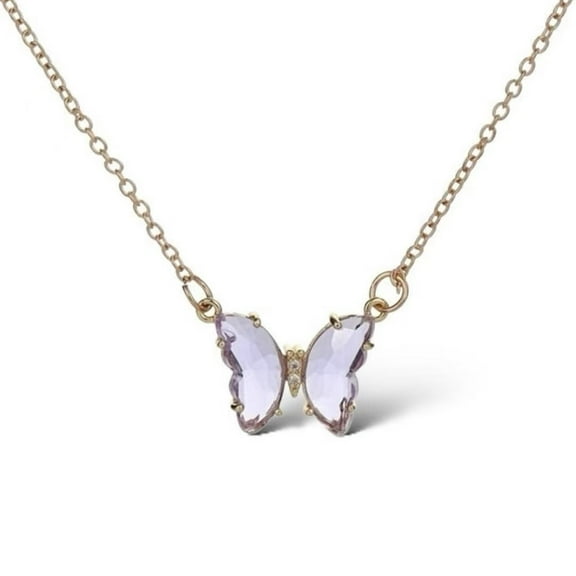 Purple Butterfly Pendant Necklace for Women