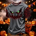 thumbnail image 3 of IAJDKMEK Men's Halloween Corduroy T-Shirt - Short Sleeve Round Neck Letter Print, Casual Shirts for Men, Lightweight Graphic Tee for Daily & Party,Dark Gray 3XL, 3 of 8