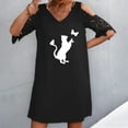 thumbnail image 3 of Vestidos de manga corta con hombros descubiertos y encaje con cuello en V estampado sexy de verano para mujer Fridja bnh5581, 3 of 6
